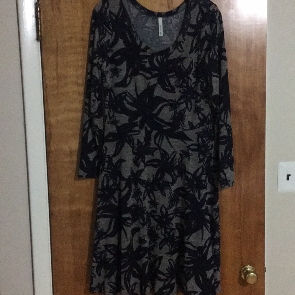 Navy and grey A-line dress